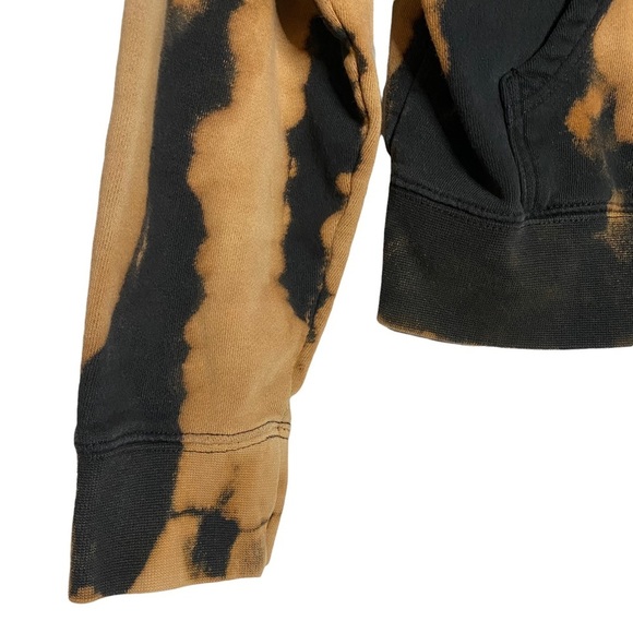 Obey Long Sleeve Hoodie Acid Wash Tie Dye Black Brown Kangaroo Pocket Medium - Picture 4 of 16